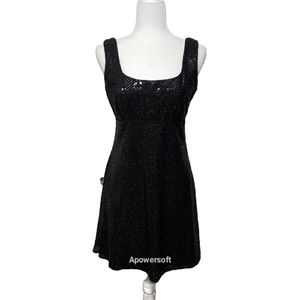 Betsy & Adam Sequin Fit and Flare Dress "Little Black Dress"